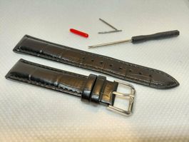 Uhrenarmband 22 mm Leder + Werkzeug-Set/ Bracelet de Montre