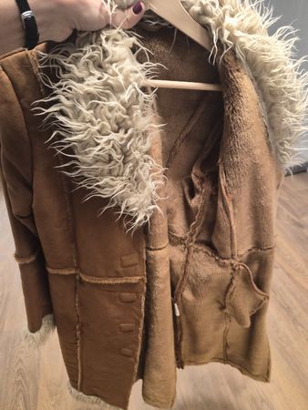 Vintage Faux Suede Coat with Fur Collar - Winter Style