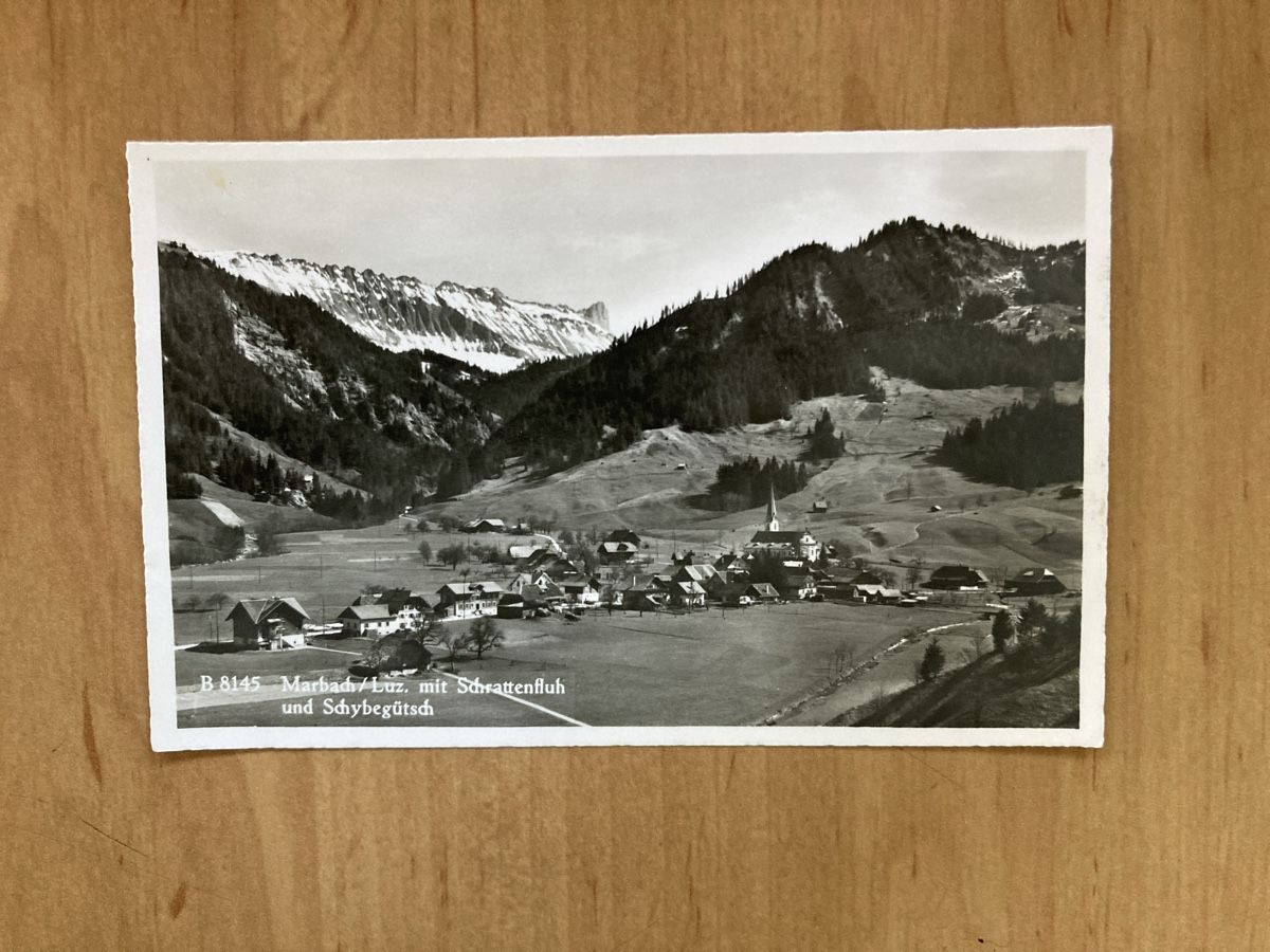 Cartoline postali:  Marbach LU mit Schrattenfluh Schybegütsch  – Usato da Schüpfheim venduto da Seerose80