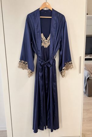 Vestaglia set blu con pizzo taglia unica