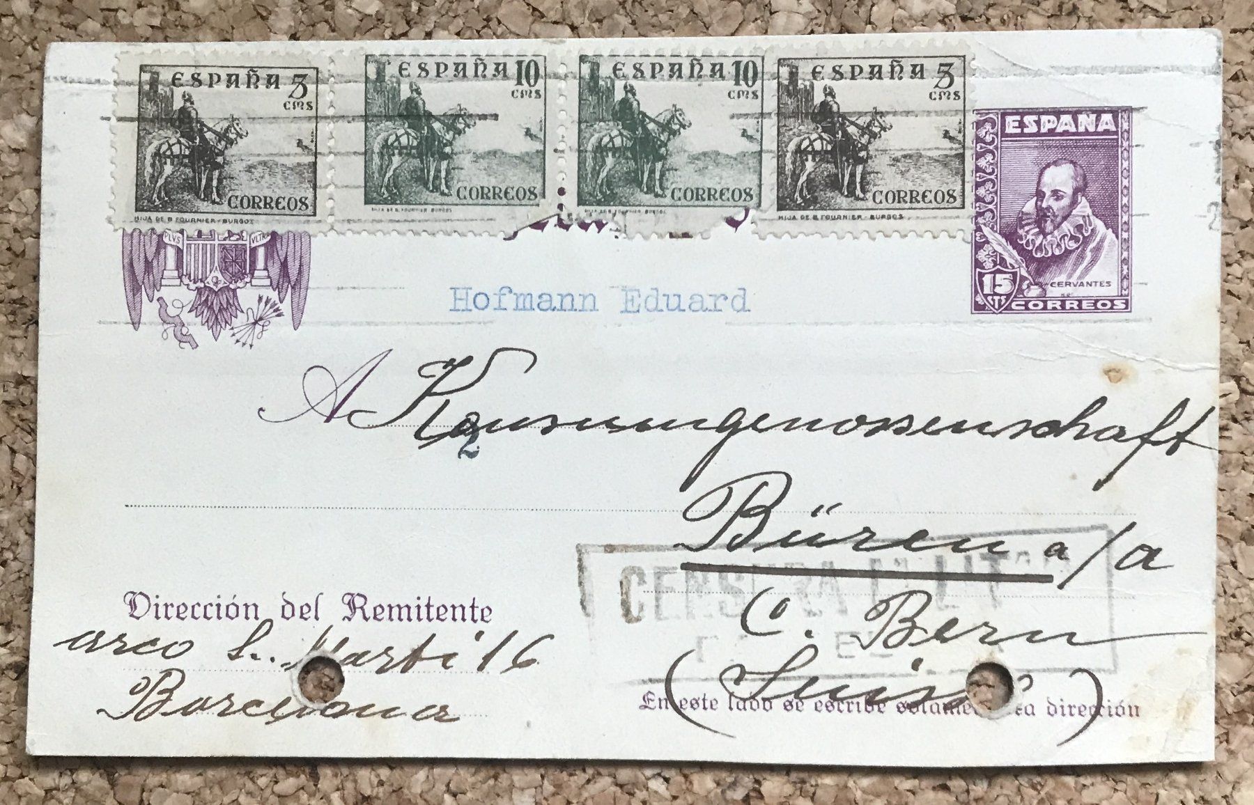 Tutti i francobolli: POSTKARTE SPANIEN 1939 – Usato da Ostermundigen venduto da Kari1937