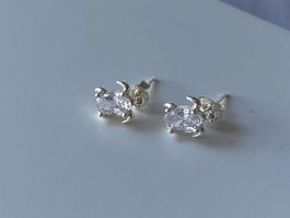 Silber 925/1000 Schildkröte Ohrstecker Zirkonia