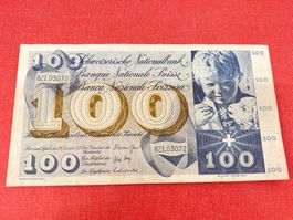 100 Franken Banknote 1972 wenig gebraucht TOP