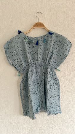 Mädchen Sommertunika, 130, blau mit Sternenmuster Grösse 122