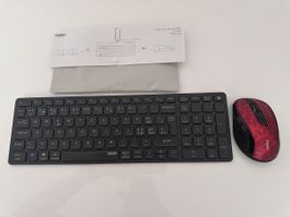 Rapoo E9700M Tastatur (CH-Layout) + Rapoo Wireless Maus (Rot