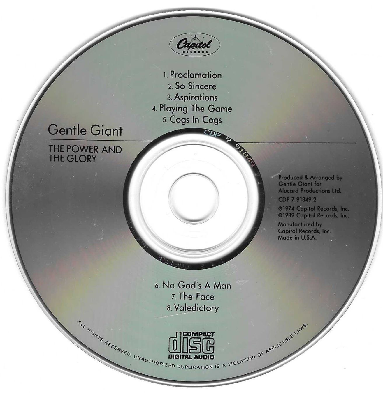 CD: GENGLE GIANT  -  THE POWER AND THE GLORY – Usato da Bex venduto da Giorgiob 2