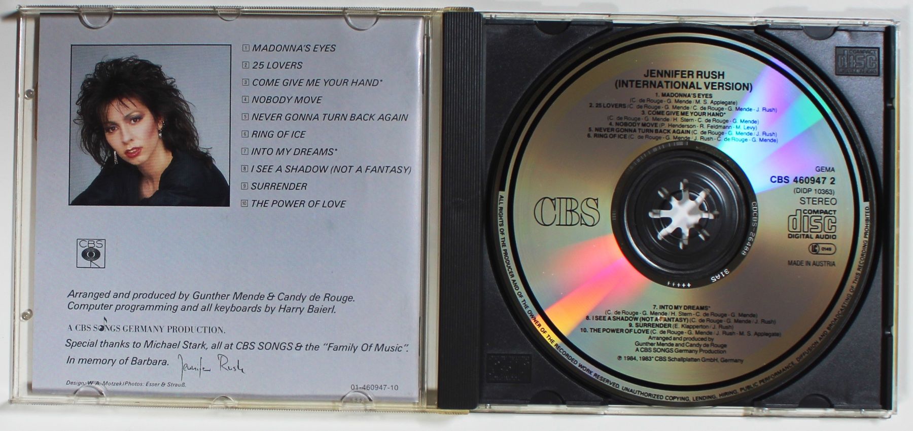 CDs: CD - JENNIFER RUSH - INTERNATIONAL VERSION 1.Auflage 1984 – Gebraucht aus Brüttisellen von Collector-Corner 1