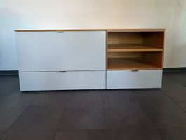 Fernsehmöbel, Sideboard, TV-Schrank Weiss/Holz