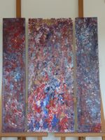 Exklusives Triptychon – Öl & Acryl auf 3 Leinwänden | Rot, W