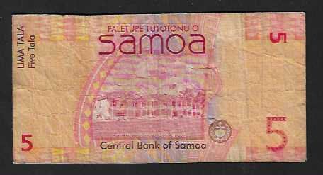 Banknoten: Samoa  5  Tala  Gebraucht – Gebraucht aus Gordola von coinsandnotes 1