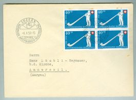 1951 Schweiz Pro Patria Viererblocks