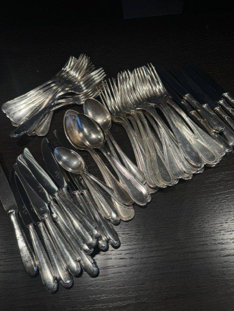 Set di posate: Besteck, diverse Teile, Kreuzbandmuster – Usato da Basel venduto da VIO100