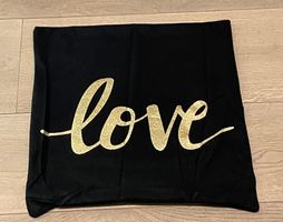 Kissenhülle Schwarz/goldener Druck-Love/Neu/OVP