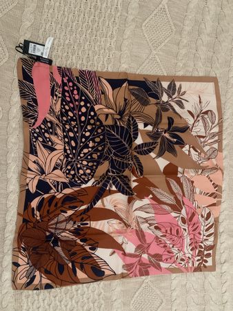 Galeries Lafayette Silk Scarf, 69x69 cm, New with Tags