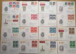52 adress.FDC Briefe,Sätze, Viererblock-Serien, Baudenkmäler