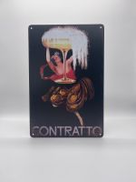 Blechschild-CONTRATTO-FRAU HEBT GLAS