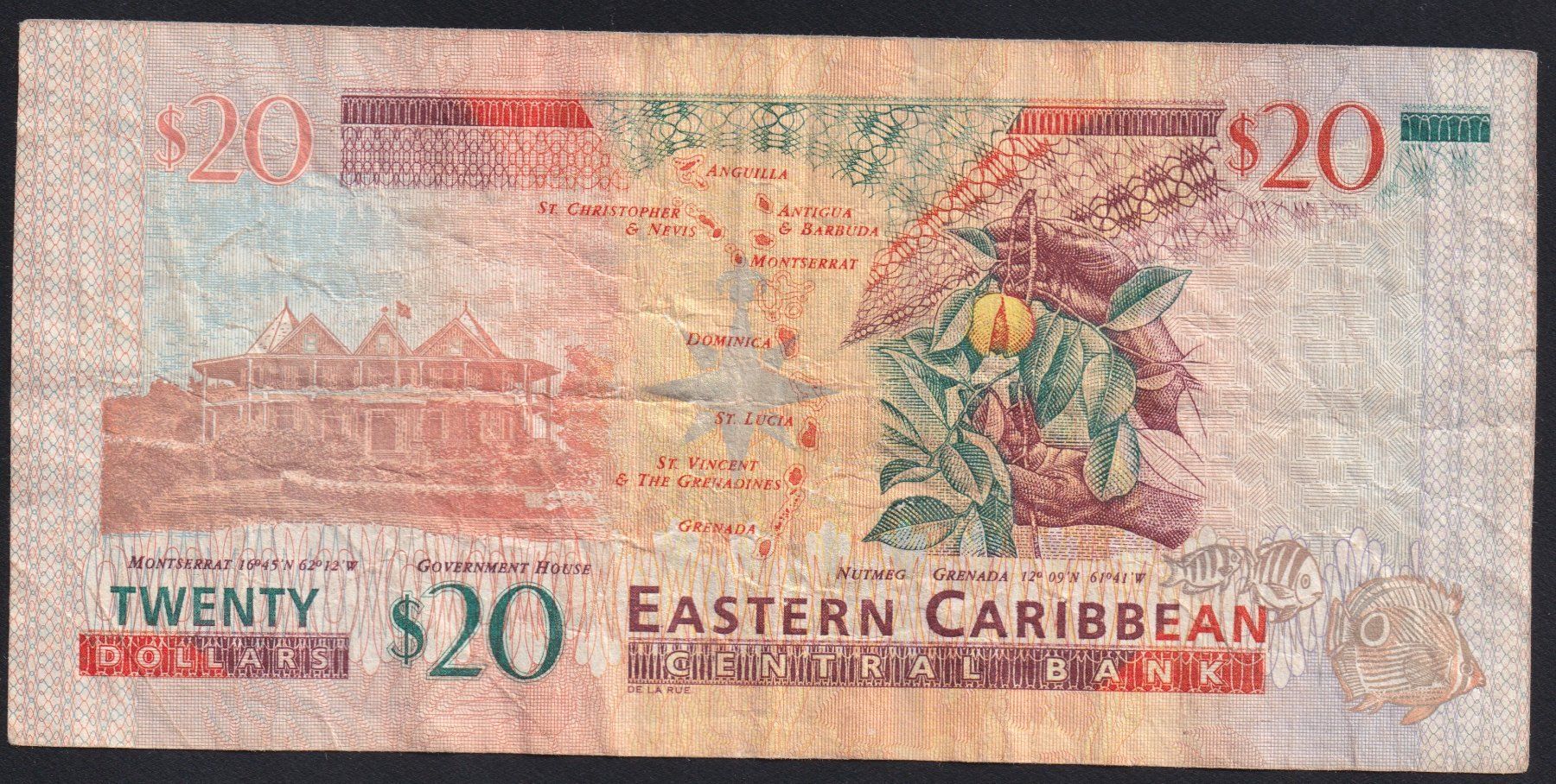 Banconote: Eastern Caribbean Staates 20 Dollars 2015 – Usato da Brugg AG venduto da banknoten_muesli 1
