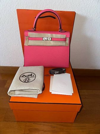 Hermès Kelly 25 Sellier - Rose Azalée (Epsom + Palladium)