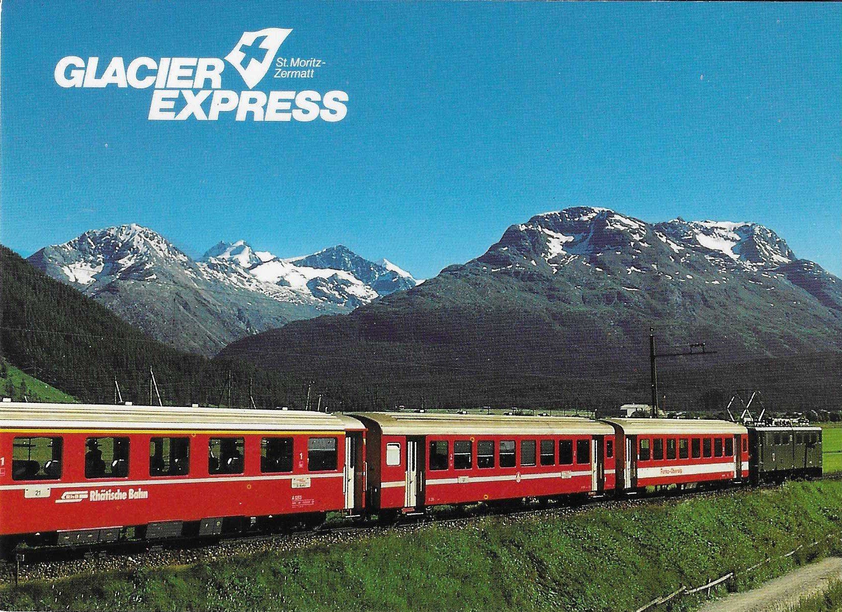 Cartoline postali: Glacier Express im Hintergrund die Berninagruppe – Nuovo (secondo la descrizione) da Rothrist venduto da Stranglehold
