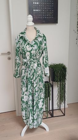 Kleid grün, Paisley, Langarm, Gr M neuwertig