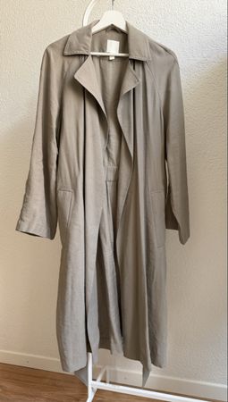 Trenchcoat fluide vert kaki clair H&M, t.36/S