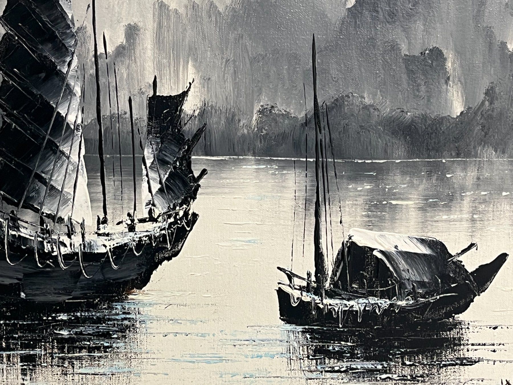 Dipinti: TOLL WUNDERSCHONES BILD SCHWARZ-WEISSE SEELANDSCHAFT – Usato da Basel venduto da Kaffee_und_Kunst 5