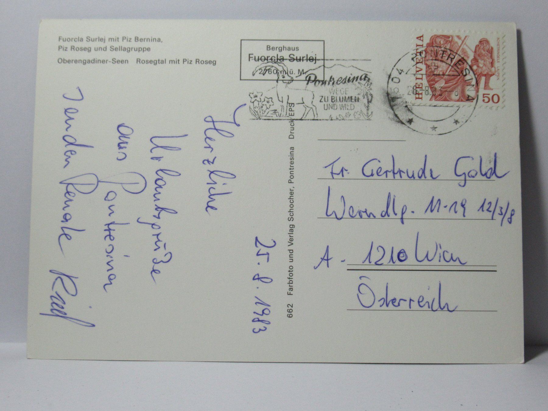 Cartoline postali: Fuorcla Surlej – Usato da Grenchen venduto da Bluemchen1900 1