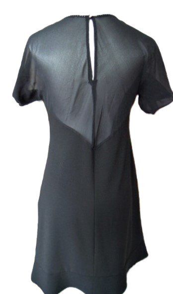 Vestiti: Gr. 38 Kleid schwarz Glitzerrand oben semitransparent Seide – Usato da Basel venduto da FRAU.ZAUBER.MOND 2