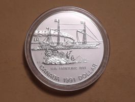 Ab 1Fr! ~11.7 Gr fein - Kanada 1 Dollar 1991 Silber