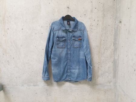 Chemise manches longues H&M, jeans, garçon, taille 128