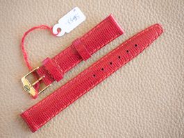 GUCCI Leder Uhrenband 14mm Rot NOS France Pr. Eidechse Echse