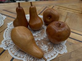 Holz Deko Obst Birnen Äpfel Vintage 60er Jahre Mid Century