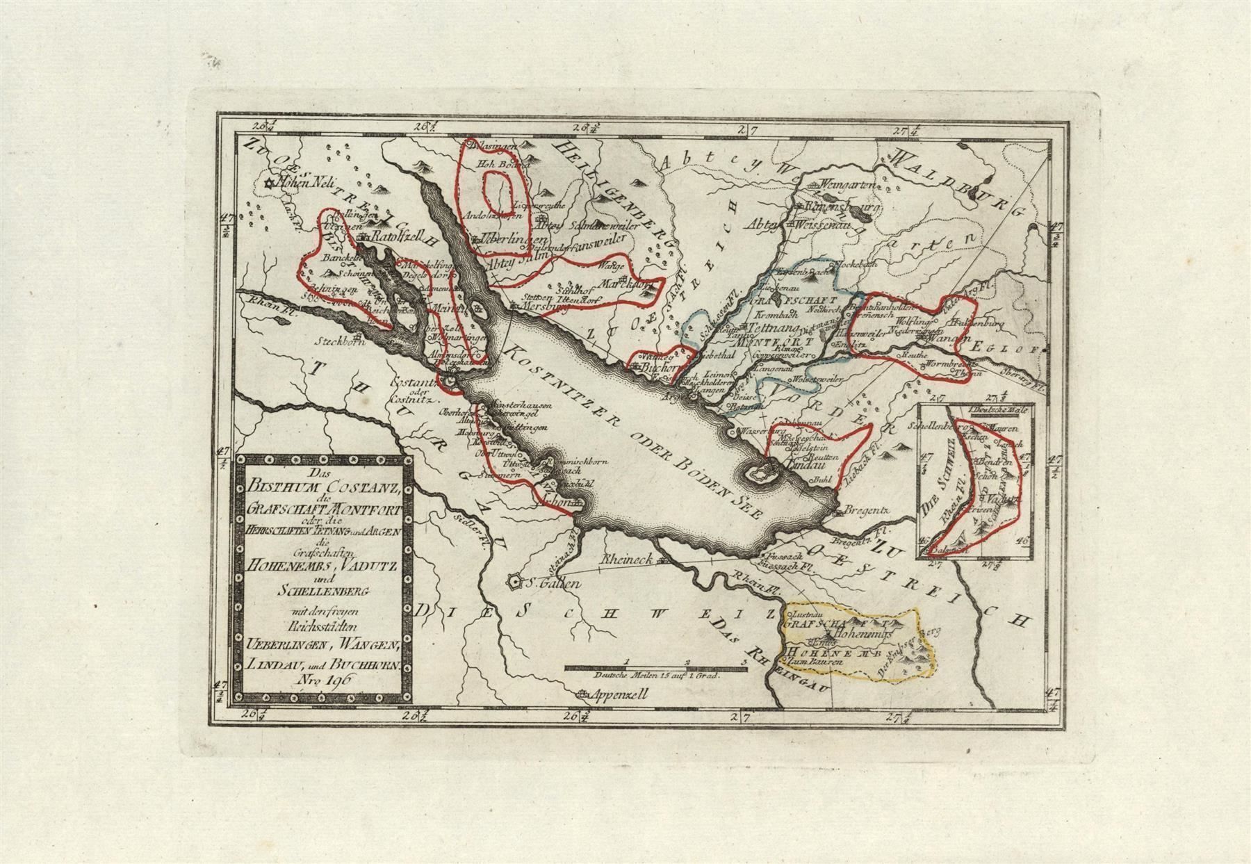Cartine & Atlanti: Bodensee Liechtenstein  Reilly 1790 – Usato da Rafz venduto da Helvet32