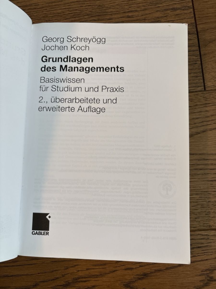 Libri: Buch: Grundlagen des Managements – Usato da Zunzgen venduto da ver_27c7 2