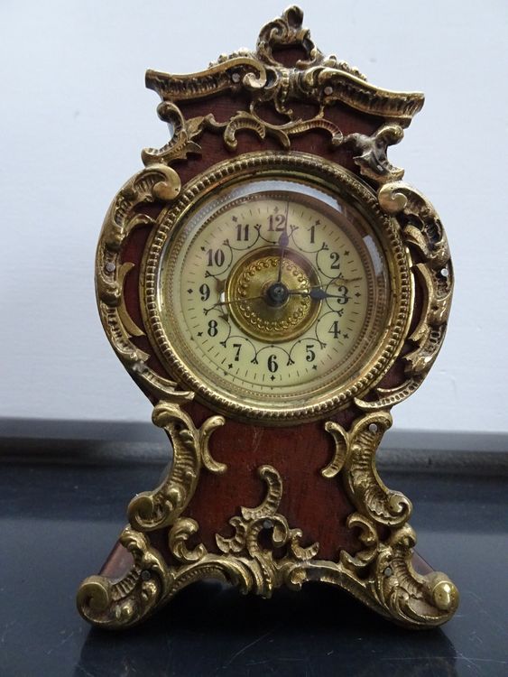 Flylin Kaminuhr Gold - Retro Tischuhr Mit Lautlosem Uhrwerk