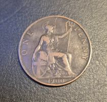 One Penny Münzen, 2 Stück, 1900 und 1907