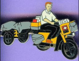 PTT   Pöstler mit Motorrad & Anhänger