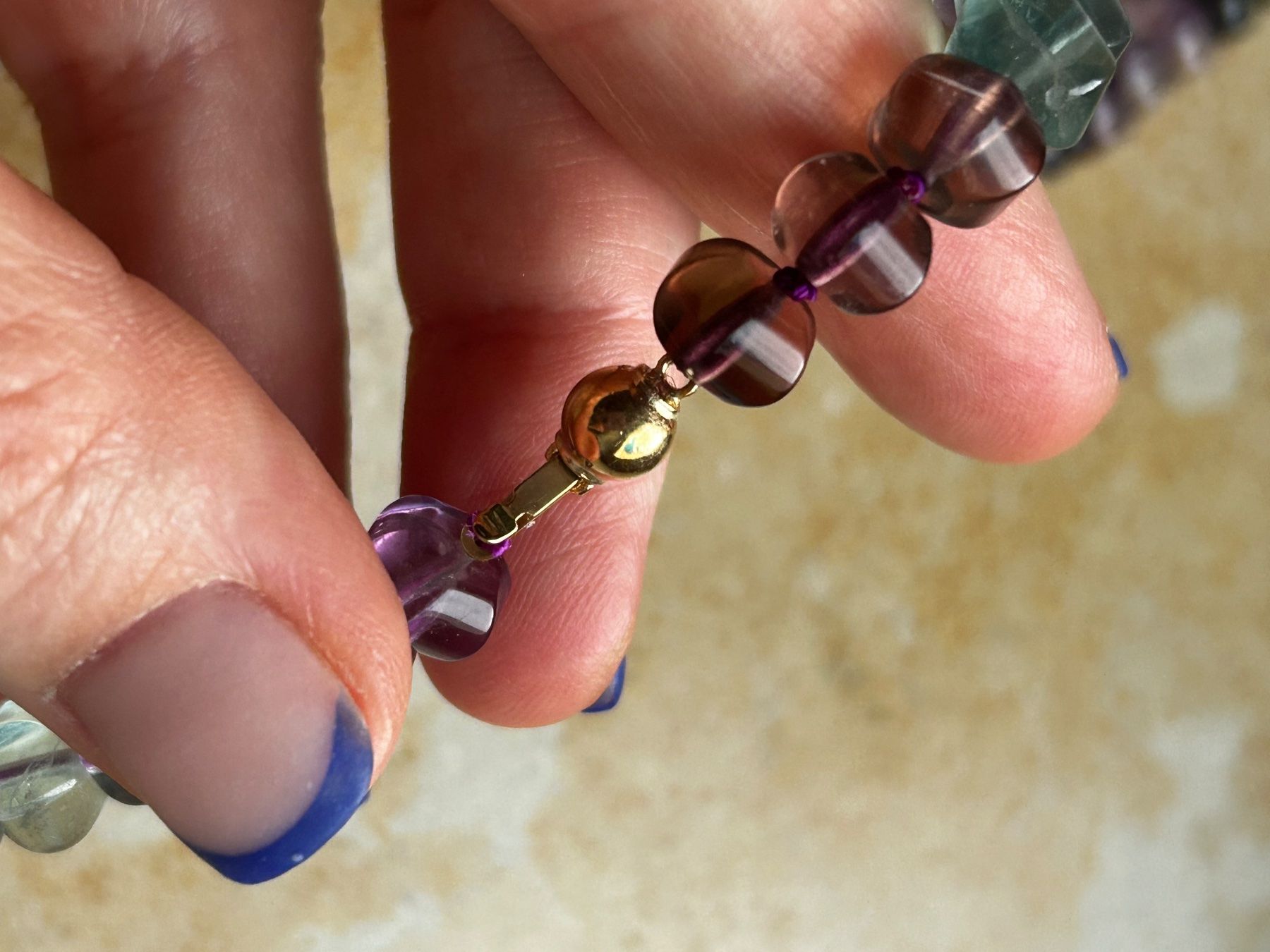 Ketten: Halskette Amethyst & Jadeit + Goldverschluss 750 – Gebraucht aus Dittingen von Bijoubelle 6