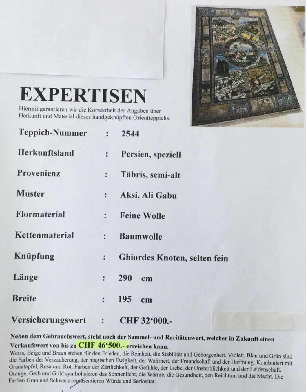 Tappeti: Bild-Orientteppich, gereinigt und restauriert! – Usato da Oberlunkhofen venduto da Jimmy2012 2