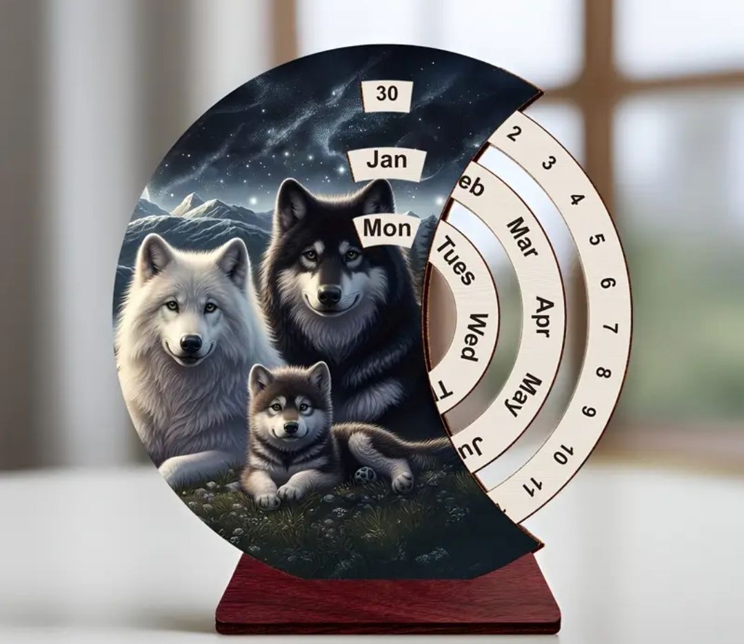 Calendari: Wolf Kalender - Immerwährender Tischkalender, Drehkalender – Nuovo e nell'imballaggio originale da Walenstadt venduto da emynmuil1 1
