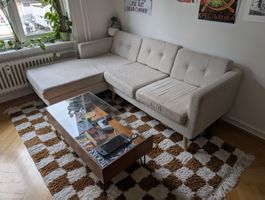 Ecksofa Stoff grau mit Recamiere gebrauchter Zustand