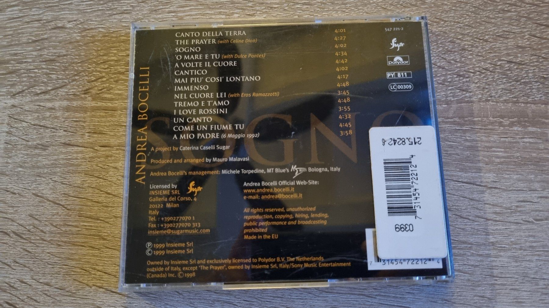 CD: Andrea Bocelli - Sogno – Usato da Hagenbuch ZH venduto da lecterr55 2
