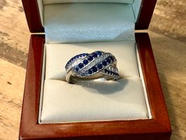 SEHR SCHÖNER RING MIT SCHMUCKSTEINE GESTEMPELT 925,GR.56