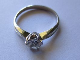 Bague argent 800 avec pierre transparente