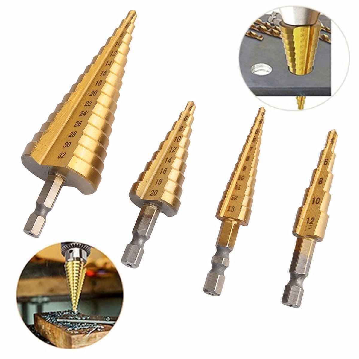Tutti gli attrezzi: 4 Hex Shank HSS Stufenbohrer Set+ Beutel – Nuovo (secondo la descrizione) da Thun venduto da onlino 1