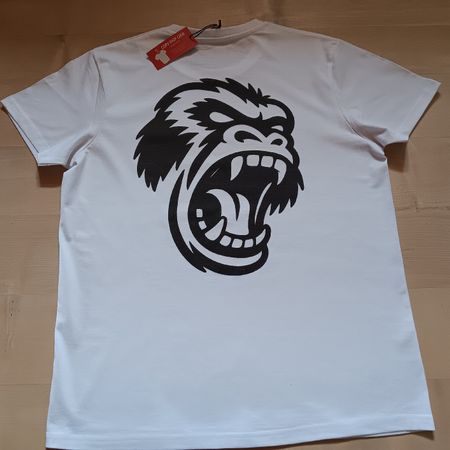 Weisses T-Shirt mit Affenmotiv Grösse L