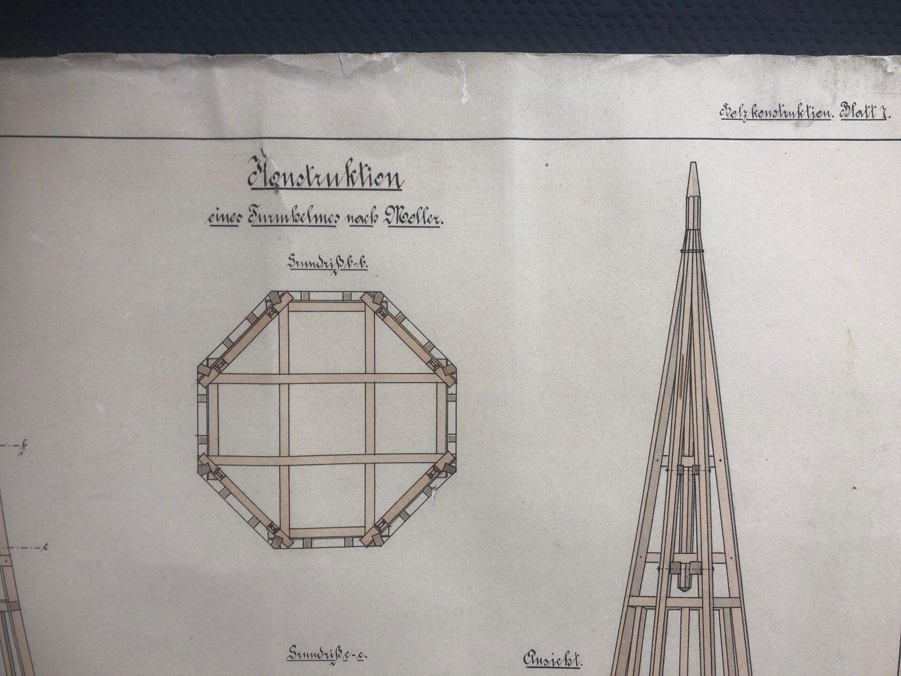 Foto & Immagini: Konstruktionsplan Turmhelm, interessanter Druck – Usato da Laufenburg venduto da industrial-silence 1