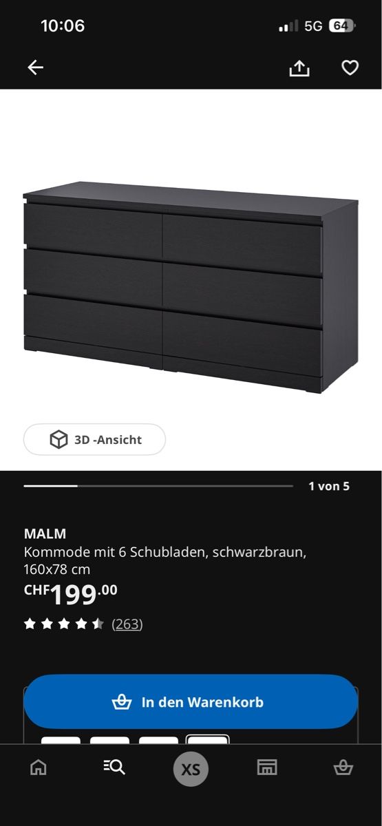 Cassettiere: Malm Kommode 6 Schubladen – Usato da Binningen venduto da Xenias01 1