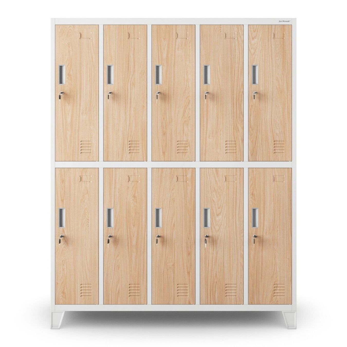 Schränke: Schliessfachschrank 10 Fächer - Weiss/Holzoptik – Neu und originalverpackt aus Wallenwil von toesstal-vertrieb 4