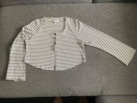 Bolero-Jacke weiss-schwarz gestreift, Gr. M - SOMMERAKTION